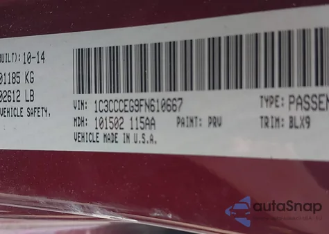 2015 Chrysler 200 C z USA, uszkodzony, nr VIN 1C3CCCEG9FN610667